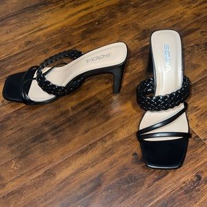 Black Soda Braided Heels